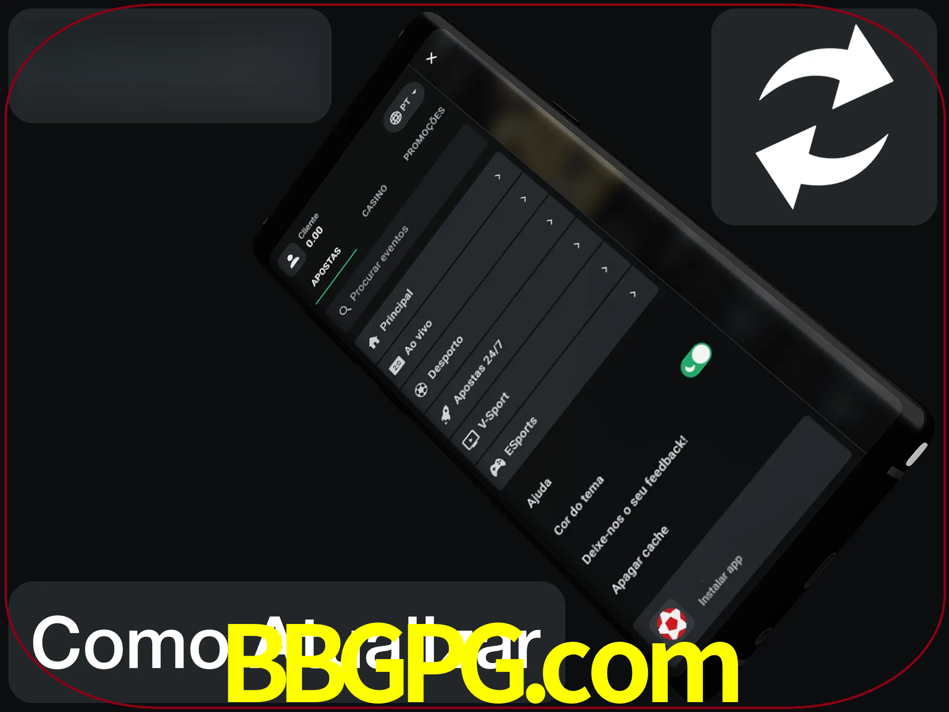 O aplicativo é atualizado automaticamente quando você faz o login.